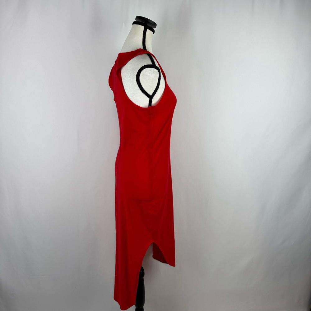 Nation LTD Tank Dress S Red Scoop Neck Sleeveless Midi Hi Low Summer Pima Cotton - Picture 4 of 10